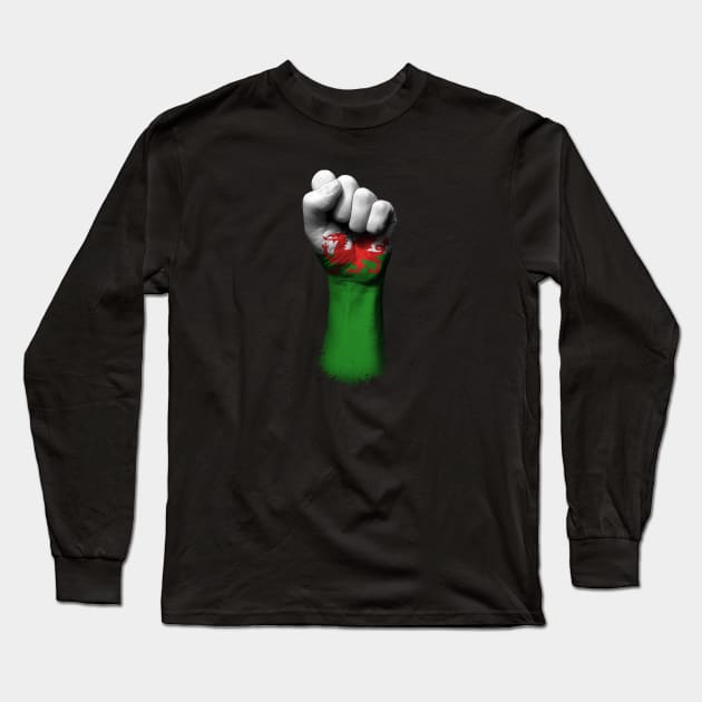 Flag of Wales on a Raised Clenched Fist Long Sleeve T-Shirt by jeffbartels